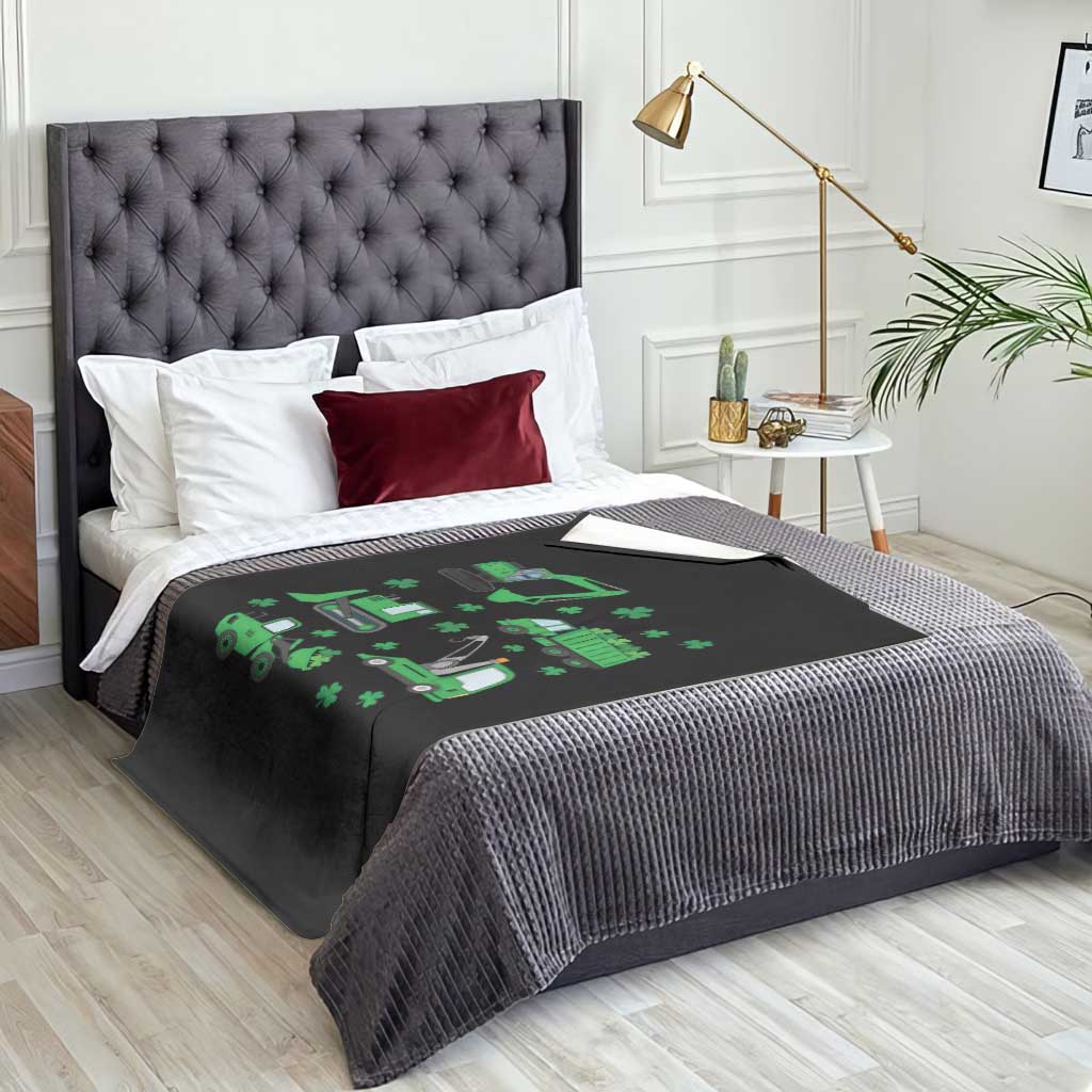 Funny St Patricks Day Construction Trucks Irish Shamrock Throw Blanket TS11 Print Your Wear