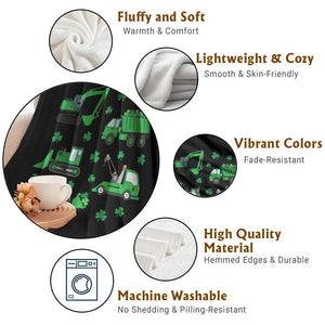 Funny St Patricks Day Construction Trucks Irish Shamrock Throw Blanket TS11 Print Your Wear