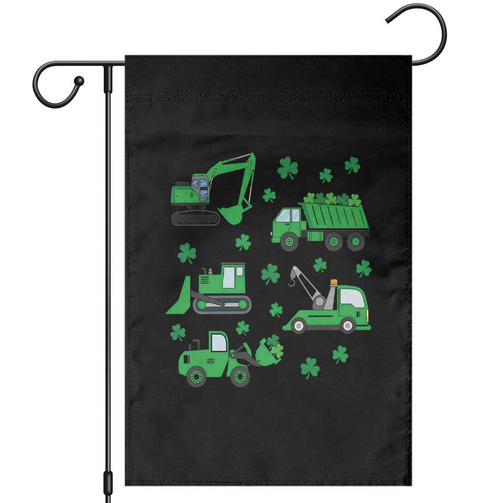 Funny St Patricks Day Construction Trucks Irish Shamrock Garden Flag TS11 Black Print Your Wear