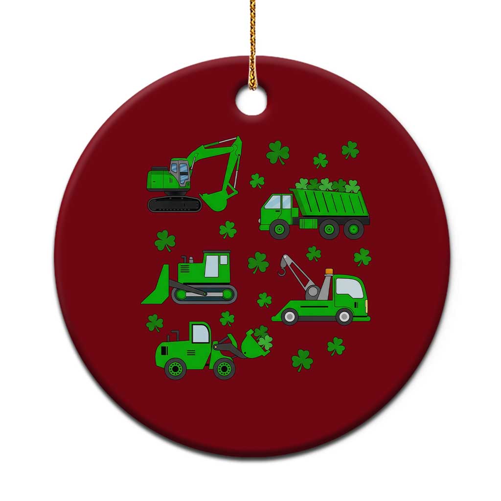 Funny St Patricks Day Construction Trucks Irish Shamrock Ceramic Ornament TS11 1pc Red Print Your Wear