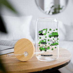 Funny St Patricks Day Construction Trucks Irish Shamrock Glass Can TS11 Print Your Wear