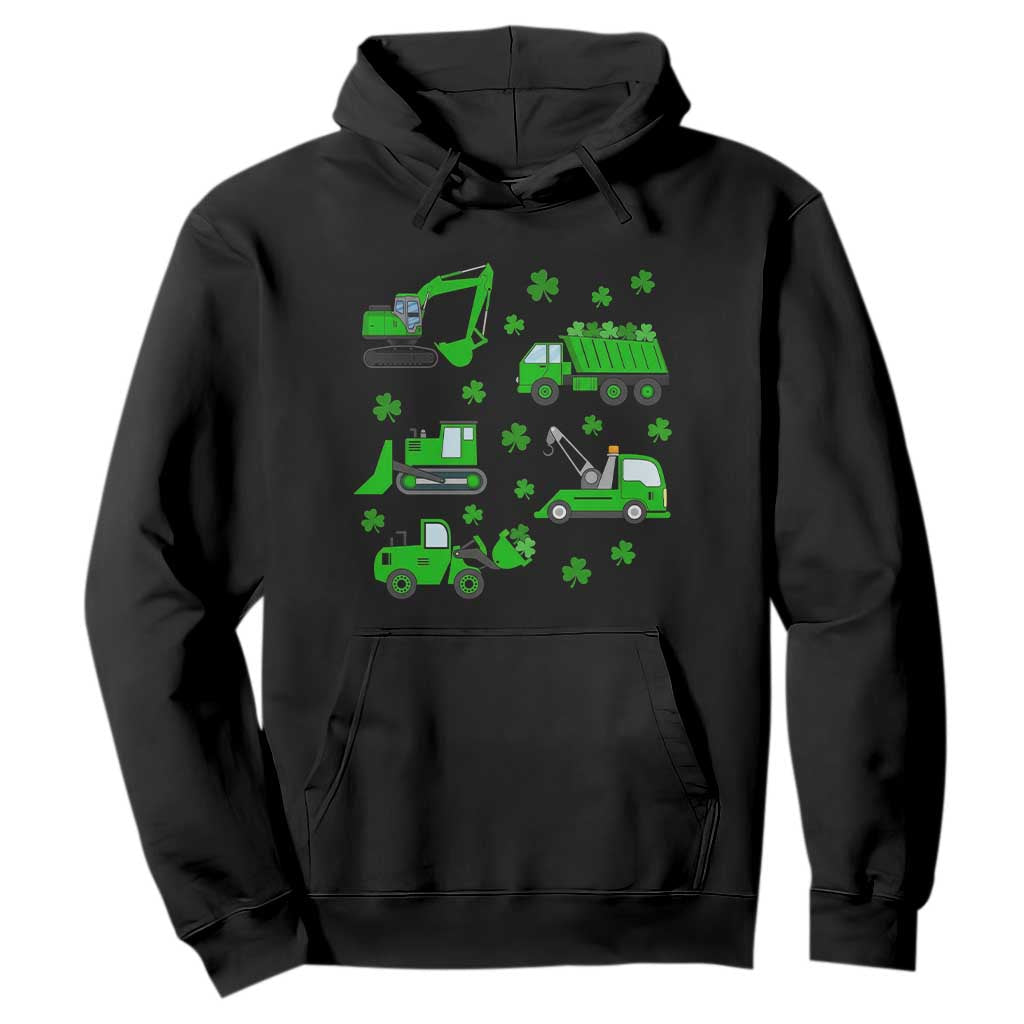 Funny St Patricks Day Construction Trucks Irish Shamrock Hoodie TS11 Black Print Your Wear