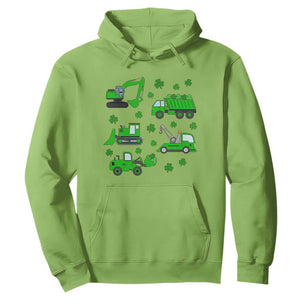 Funny St Patricks Day Construction Trucks Irish Shamrock Hoodie TS11 Lime Print Your Wear