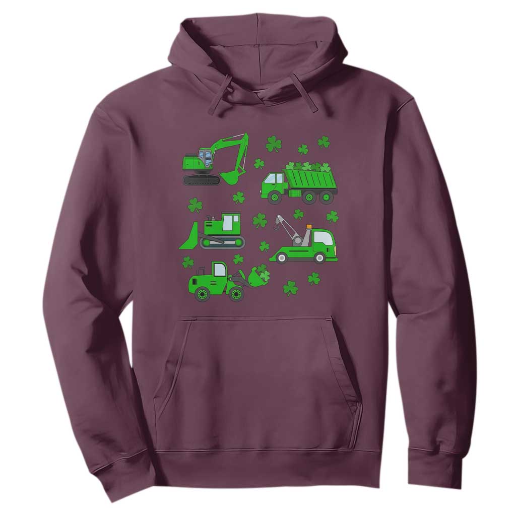 Funny St Patricks Day Construction Trucks Irish Shamrock Hoodie TS11 Maroon Print Your Wear