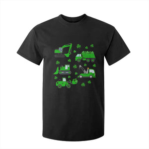 Funny St Patricks Day Construction Trucks Irish Shamrock T Shirt For Kid TS11 Black Print Your Wear