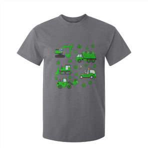 Funny St Patricks Day Construction Trucks Irish Shamrock T Shirt For Kid TS11 Charcoal Print Your Wear