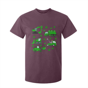 Funny St Patricks Day Construction Trucks Irish Shamrock T Shirt For Kid TS11 Maroon Print Your Wear