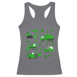 Funny St Patricks Day Construction Trucks Irish Shamrock Racerback Tank Top TS11 Charcoal Print Your Wear