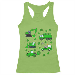 Funny St Patricks Day Construction Trucks Irish Shamrock Racerback Tank Top TS11 Lime Print Your Wear