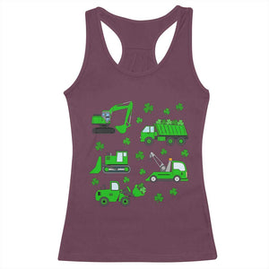 Funny St Patricks Day Construction Trucks Irish Shamrock Racerback Tank Top TS11 Maroon Print Your Wear