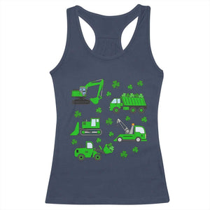 Funny St Patricks Day Construction Trucks Irish Shamrock Racerback Tank Top TS11 Navy Print Your Wear