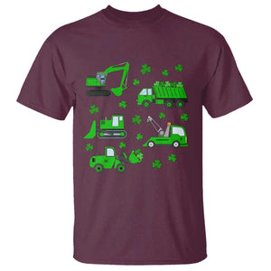 Funny St Patricks Day Construction Trucks Irish Shamrock T Shirt TS11 Maroon Print Your Wear