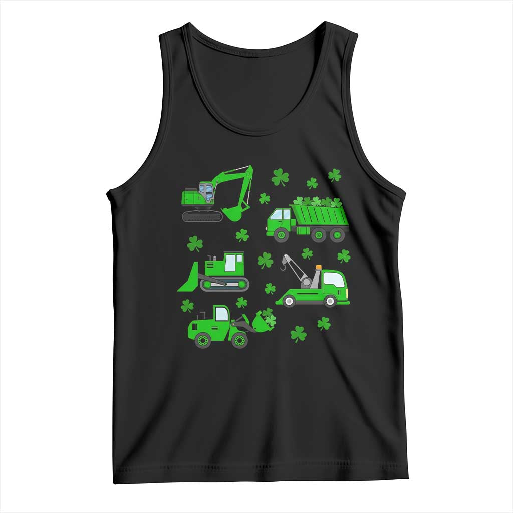 Funny St Patricks Day Construction Trucks Irish Shamrock Tank Top TS11 Black Print Your Wear