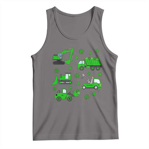 Funny St Patricks Day Construction Trucks Irish Shamrock Tank Top TS11 Deep Heather Print Your Wear