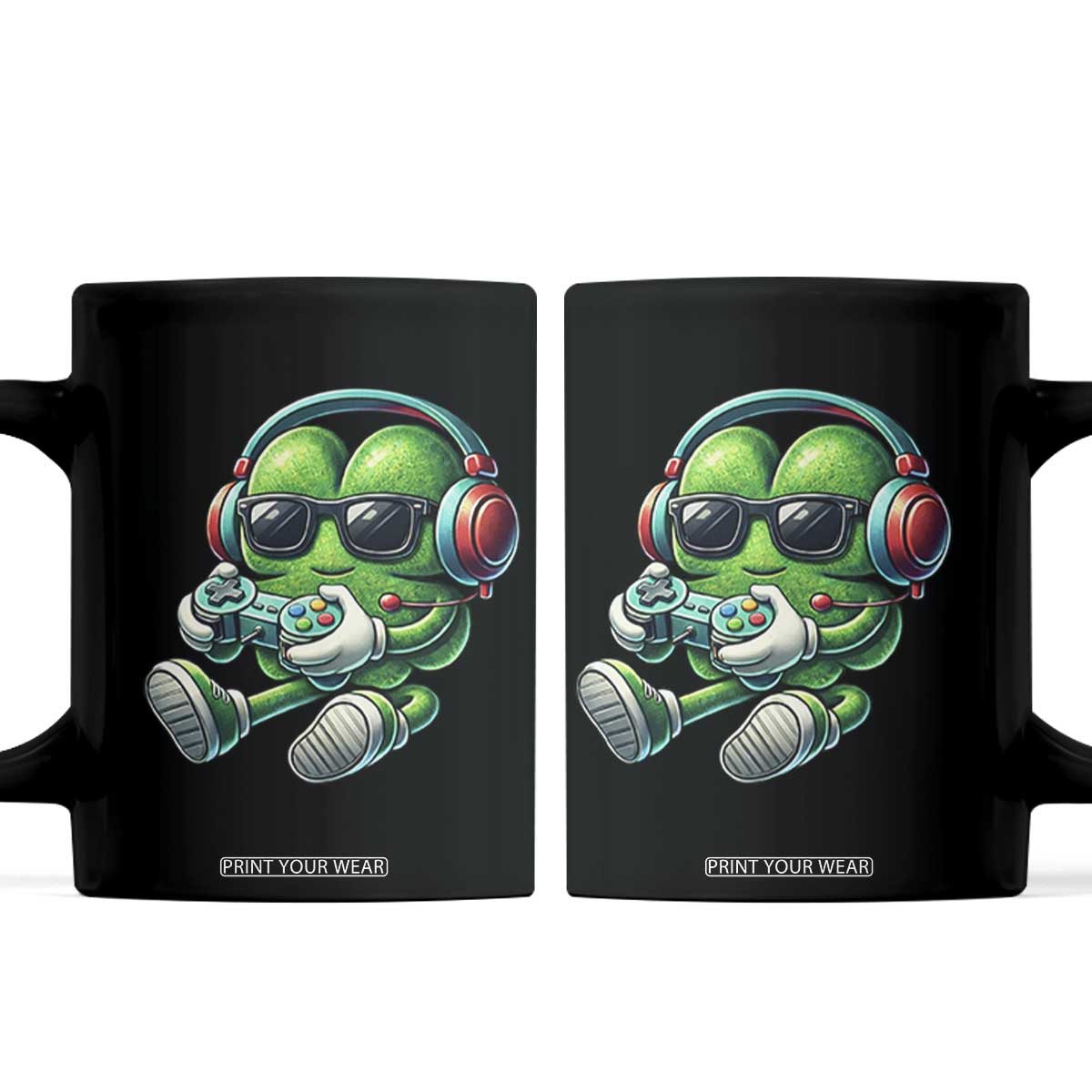 Funny Video Game Shamrock St Patricks Day Gamer Coffee Mug TS11 Black Print Your Wear