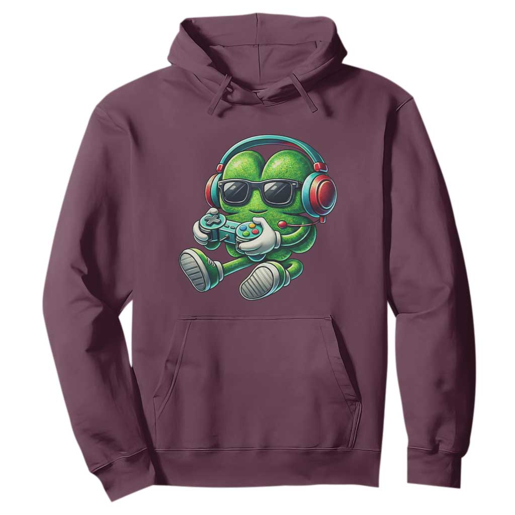 Funny Video Game Shamrock St Patricks Day Gamer Hoodie TS11 Maroon Print Your Wear