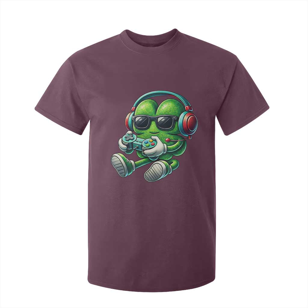 Funny Video Game Shamrock St Patricks Day Gamer T Shirt For Kid TS11 Maroon Print Your Wear