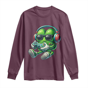 Funny Video Game Shamrock St Patricks Day Gamer Long Sleeve Shirt TS11 Maroon Print Your Wear