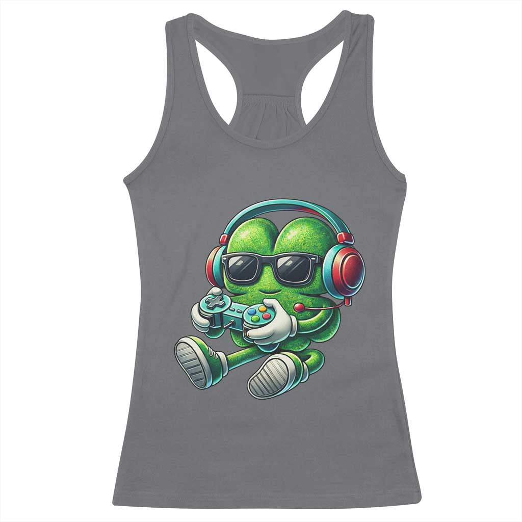 Funny Video Game Shamrock St Patricks Day Gamer Racerback Tank Top TS11 Charcoal Print Your Wear