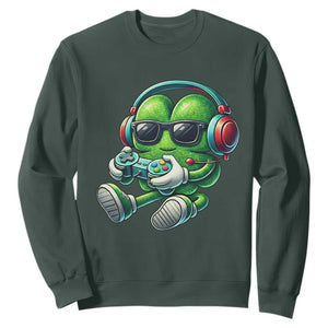 Funny Video Game Shamrock St Patricks Day Gamer Sweatshirt TS11 Dark Forest Green Print Your Wear