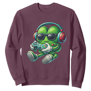 Funny Video Game Shamrock St Patricks Day Gamer Sweatshirt TS11 Maroon Print Your Wear