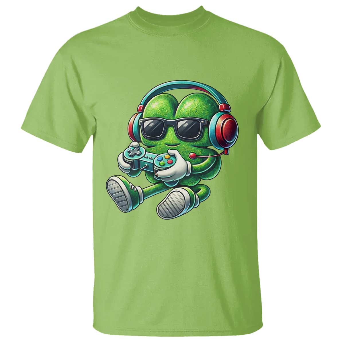 Funny Video Game Shamrock St Patricks Day Gamer T Shirt TS11 Lime Print Your Wear