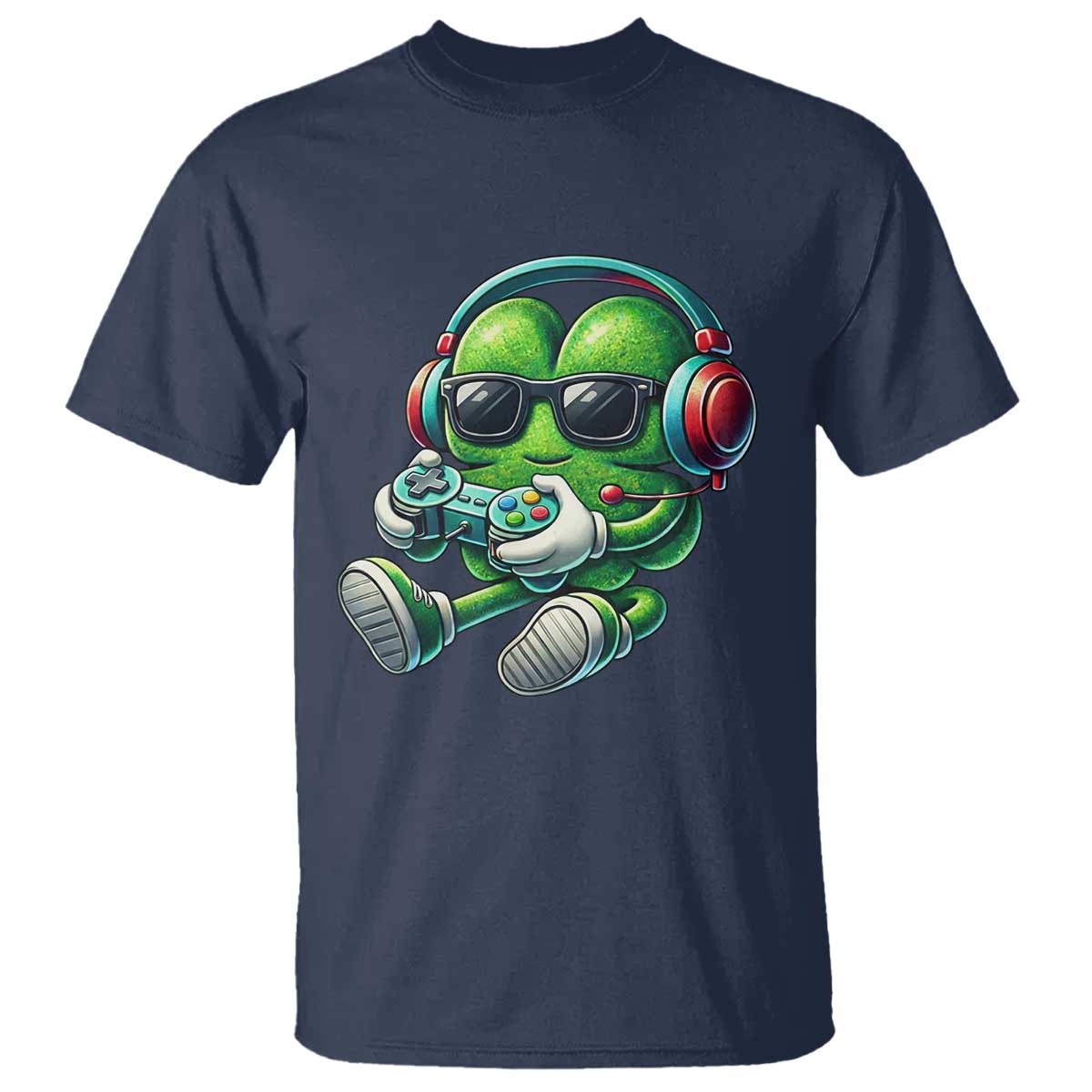 Funny Video Game Shamrock St Patricks Day Gamer T Shirt TS11 Navy Print Your Wear