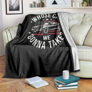 Funny Whose Car We Gonna Take Meme Throw Blanket Car Enthusiast Vintage American Flag TS11 Print Your Wear