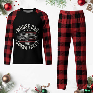 Funny Whose Car We Gonna Take Meme Plaid Pajama Set Car Enthusiast Vintage American Flag TS11 Buffalo Plaid Print Your Wear