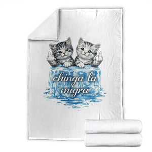Chinga La Migra Throw Blanket Cute Cat Melting Ice Pro Immigrant TS11 White Print Your Wear