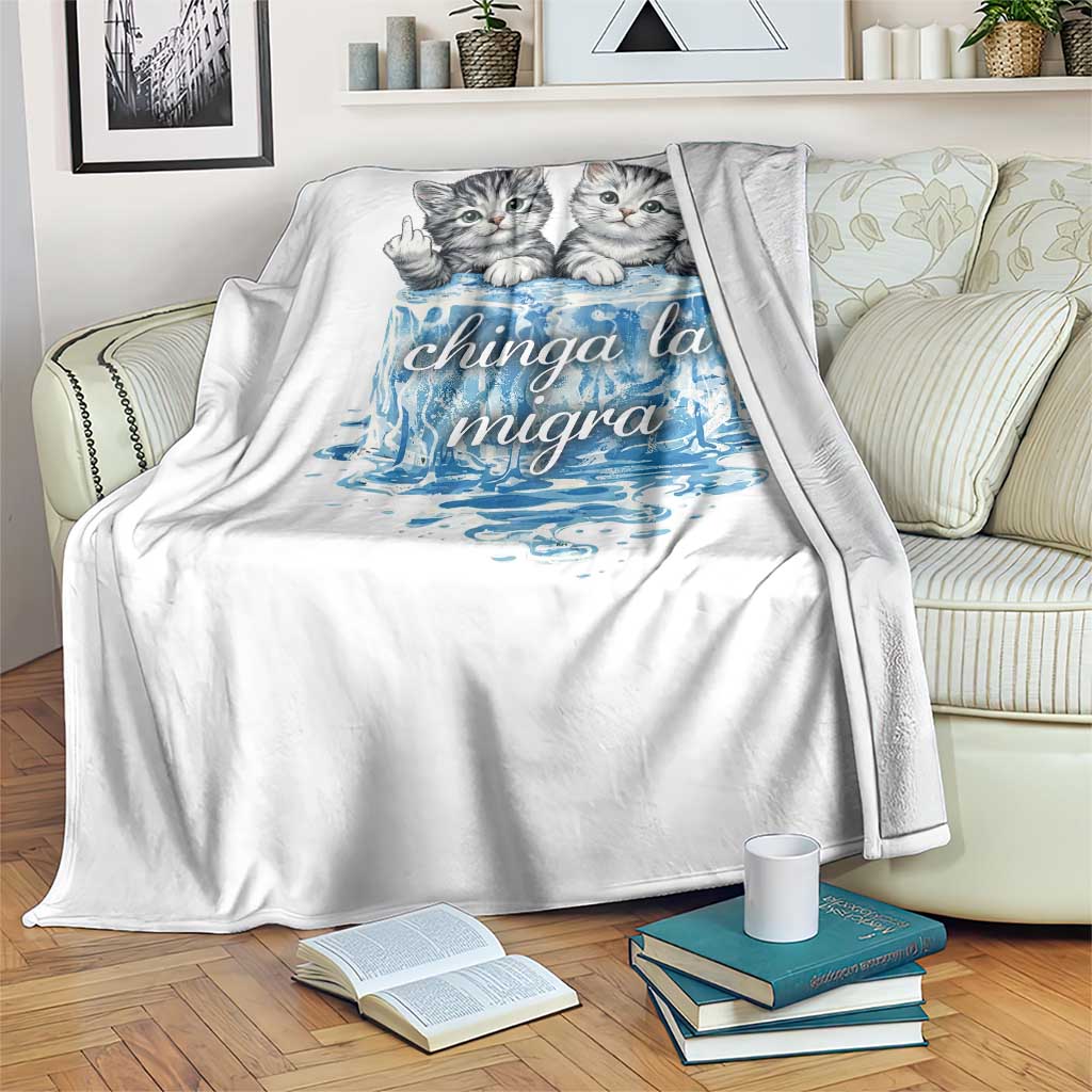 Chinga La Migra Throw Blanket Cute Cat Melting Ice Pro Immigrant TS11 Print Your Wear