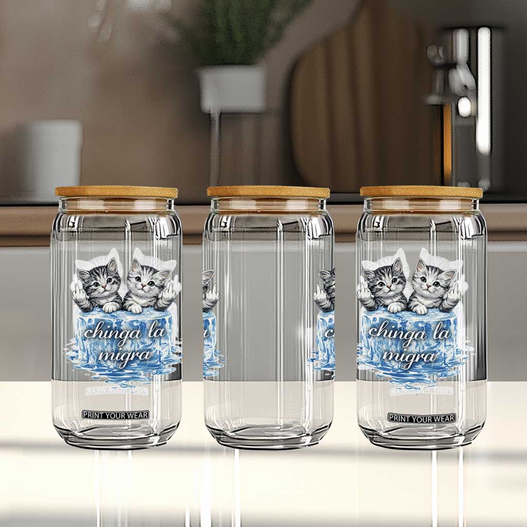 Chinga La Migra Glass Can Cute Cat Melting Ice Pro Immigrant TS11 Print Your Wear
