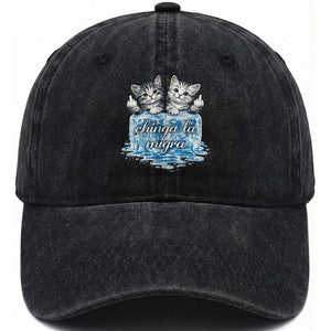 Chinga La Migra Washed Cotton Baseball Cap Cute Cat Melting Ice Pro Immigrant TS11 Print Your Wear