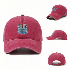 Chinga La Migra Washed Cotton Baseball Cap Cute Cat Melting Ice Pro Immigrant TS11 Washed Cap Universal Fit Red Print Your Wear