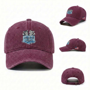 Chinga La Migra Washed Cotton Baseball Cap Cute Cat Melting Ice Pro Immigrant TS11 Washed Cap Universal Fit Burgundy Print Your Wear