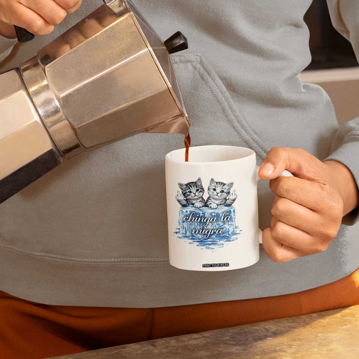 Chinga La Migra Coffee Mug Cute Cat Melting Ice Pro Immigrant TS11 Print Your Wear