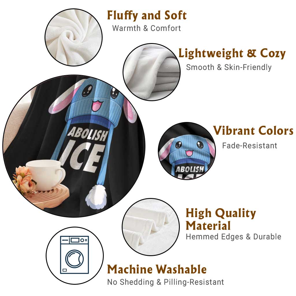 Abolish Ice Throw Blanket Blue Bunny Hat Pro Immigrant Resist Minnesota TS11 Print Your Wear