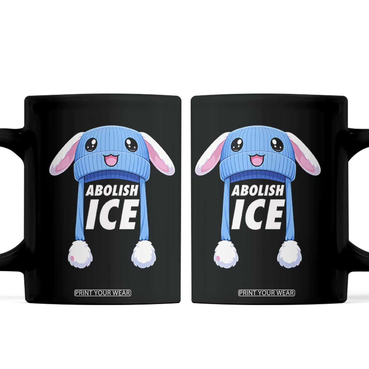 Abolish Ice Coffee Mug Blue Bunny Hat Pro Immigrant Resist Minnesota TS11 Black Print Your Wear