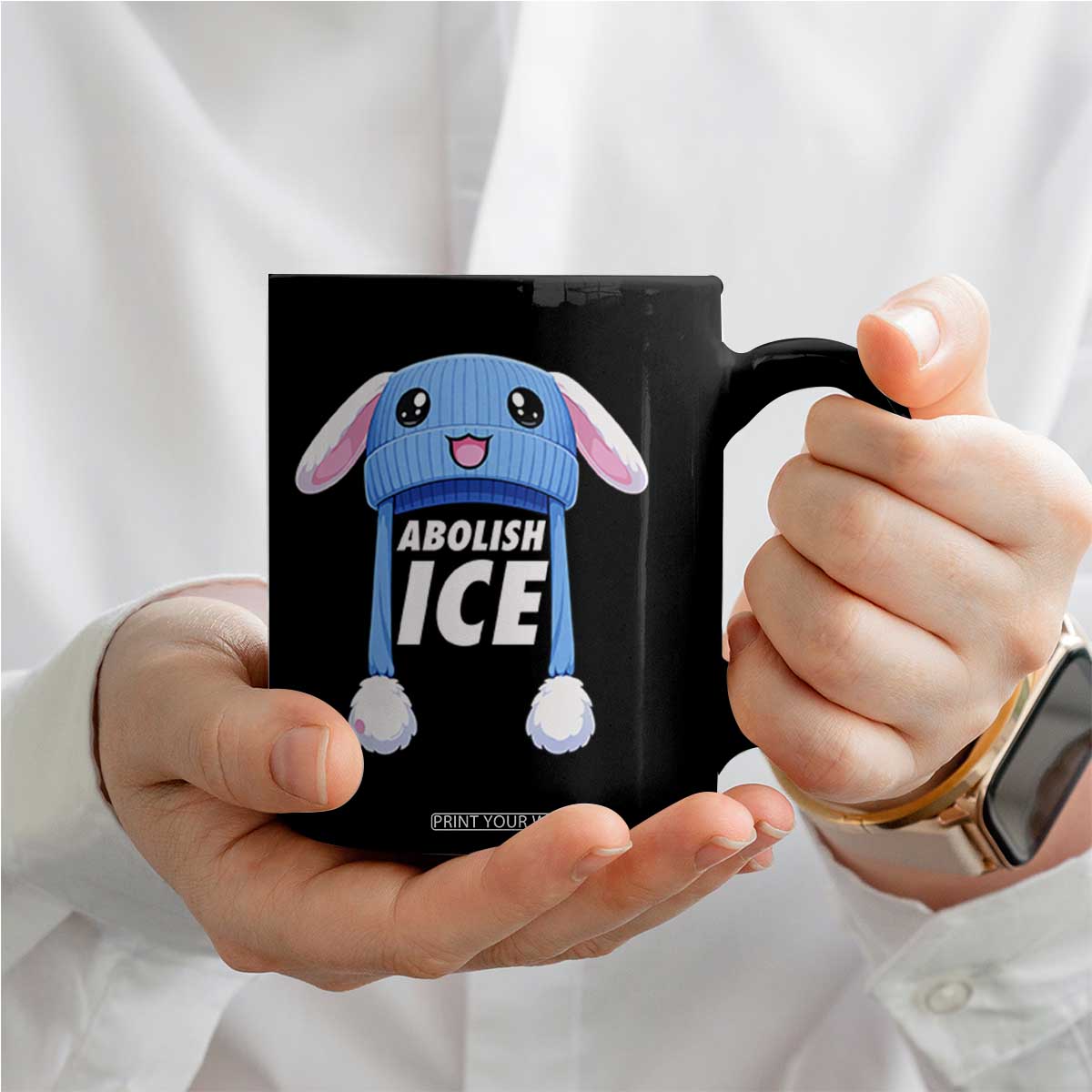 Abolish Ice Coffee Mug Blue Bunny Hat Pro Immigrant Resist Minnesota TS11 Print Your Wear