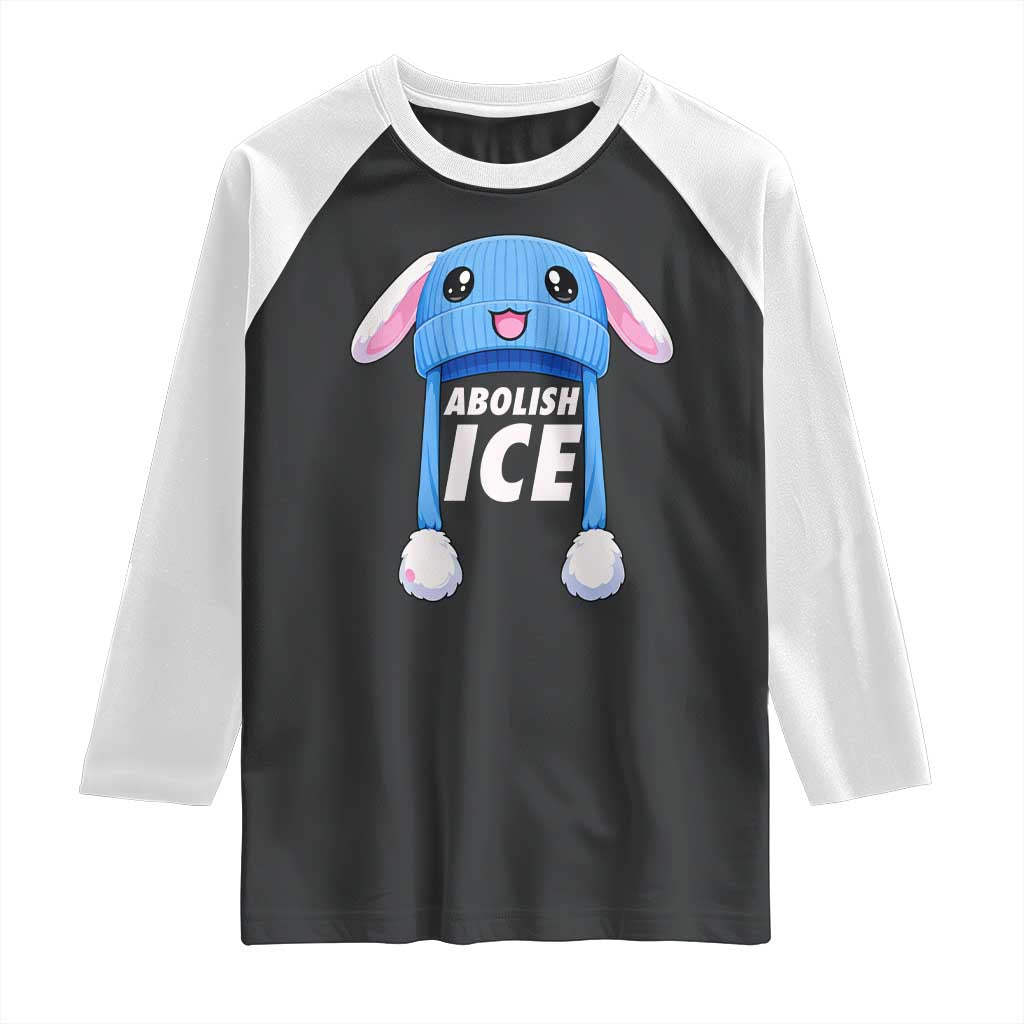 Abolish Ice Raglan Shirt Blue Bunny Hat Pro Immigrant Resist Minnesota TS11 Black White Print Your Wear