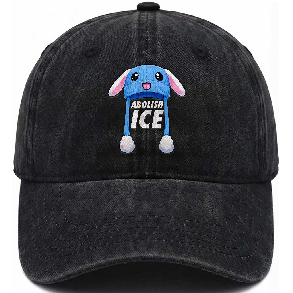Abolish Ice Washed Cotton Baseball Cap Blue Bunny Hat Pro Immigrant Resist Minnesota TS11 Print Your Wear