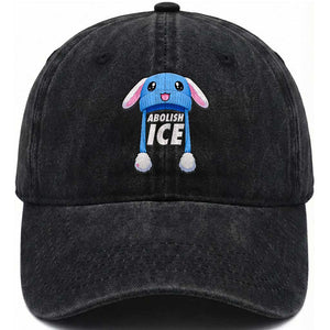 Abolish Ice Washed Cotton Baseball Cap Blue Bunny Hat Pro Immigrant Resist Minnesota TS11 Print Your Wear