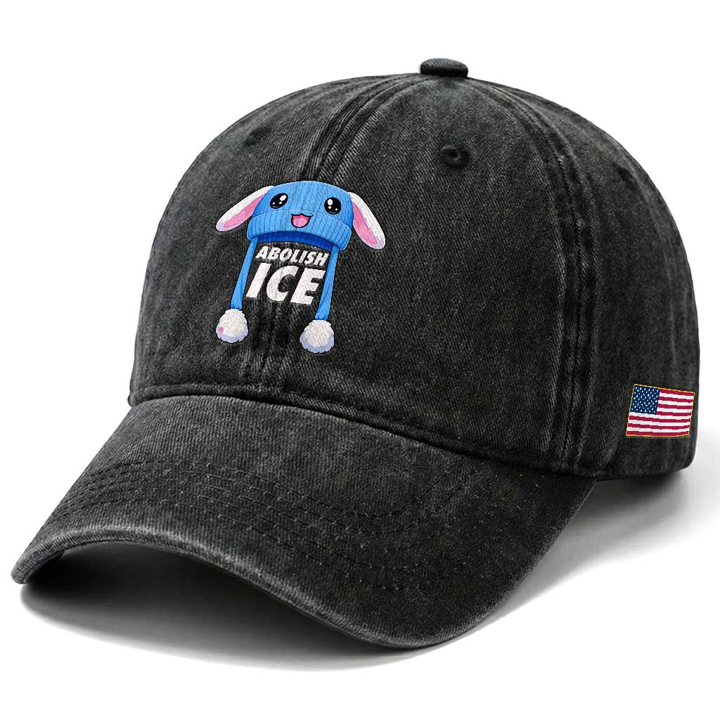 Abolish Ice Washed Cotton Baseball Cap Blue Bunny Hat Pro Immigrant Resist Minnesota TS11 Print Your Wear