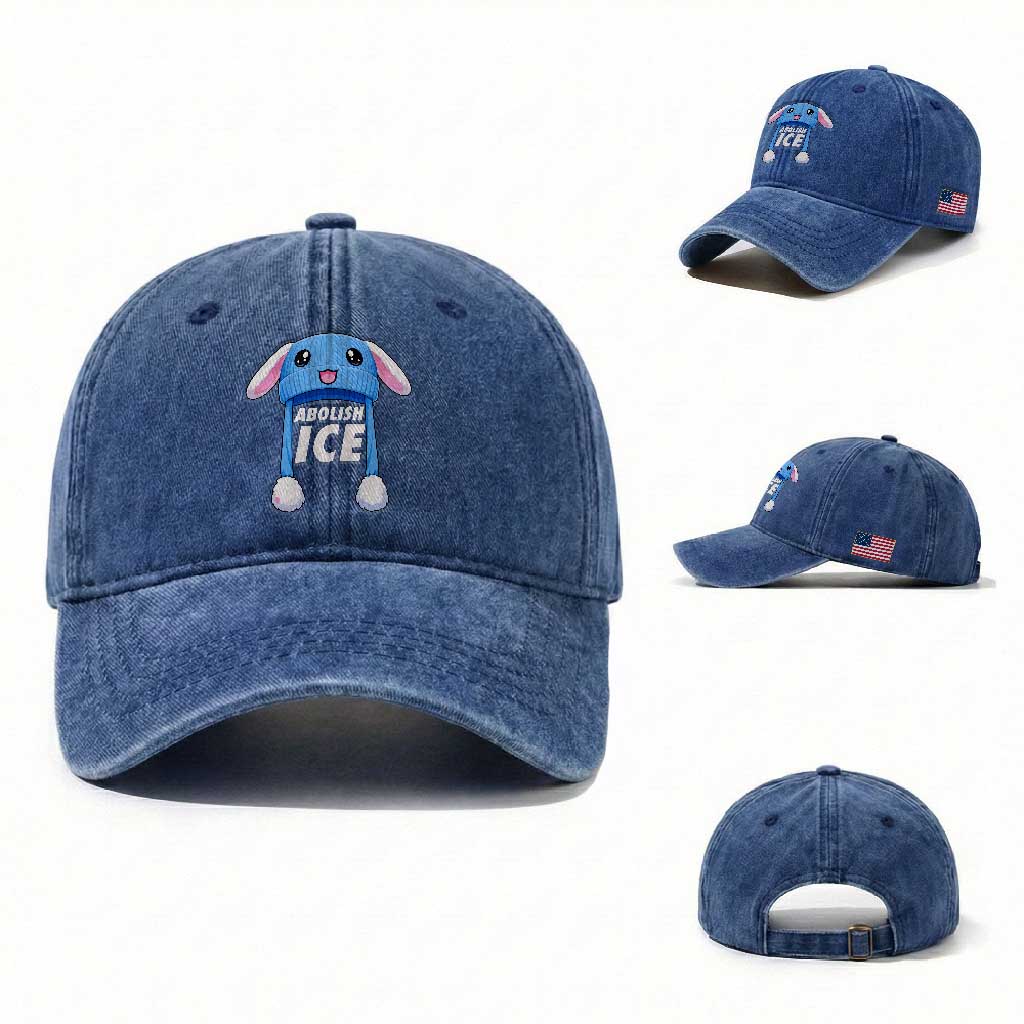 Abolish Ice Washed Cotton Baseball Cap Blue Bunny Hat Pro Immigrant Resist Minnesota TS11 Washed Cap Universal Fit Royal Blue Print Your Wear