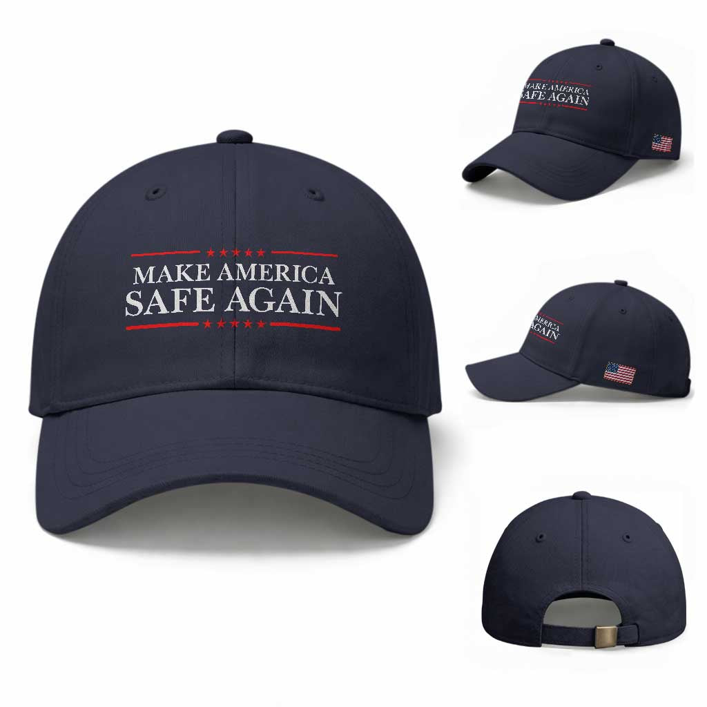 Make America Safe Again Baseball Cap Funny US Patriotic 4th of July TS11 Baseball Cap Universal Fit Navy Print Your Wear