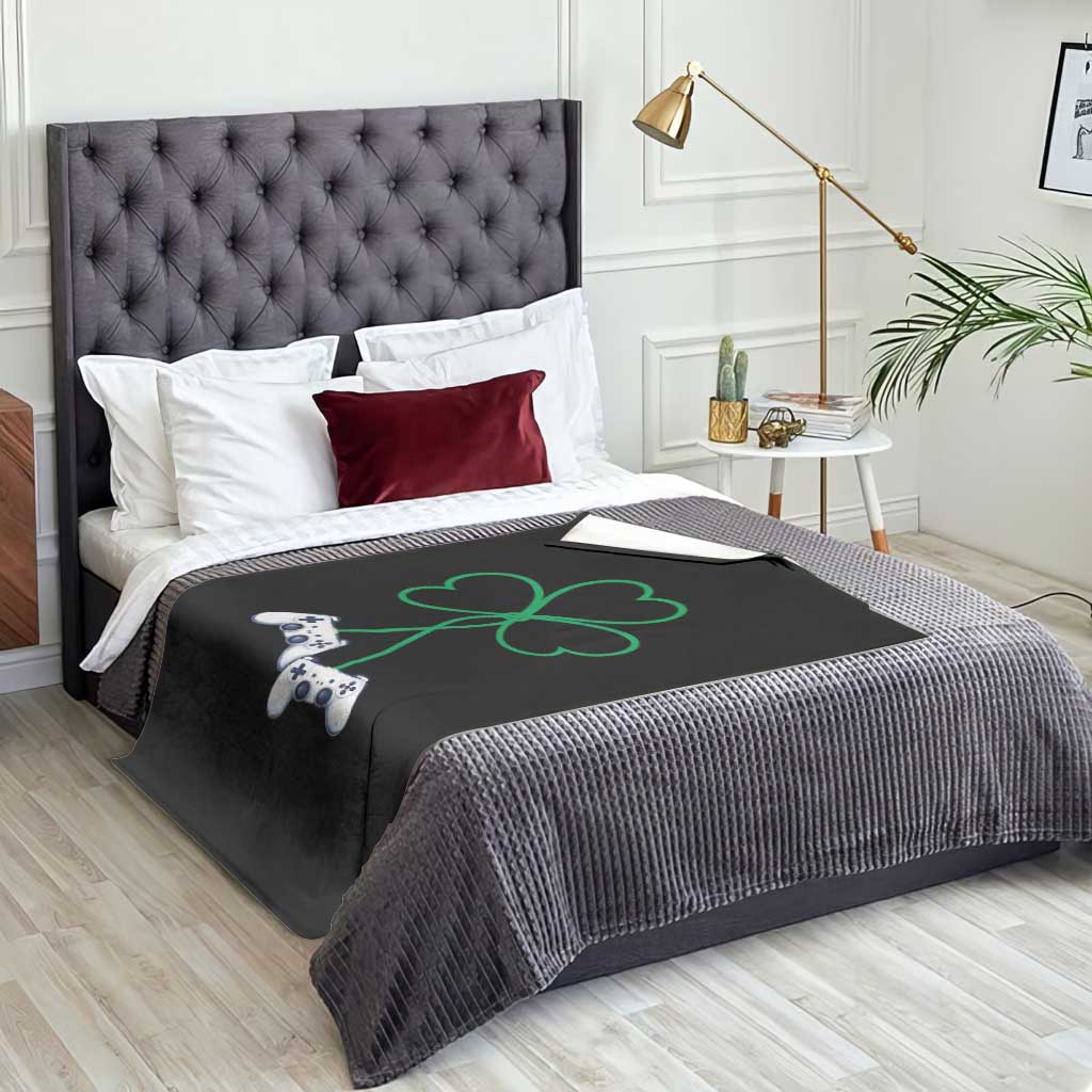 Video Game Lover St Patricks Day with Shamrock Controllers Throw Blanket TS11 Print Your Wear