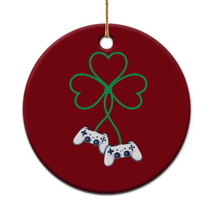Video Game Lover St Patricks Day with Shamrock Controllers Ceramic Ornament TS11 1pc Red Print Your Wear