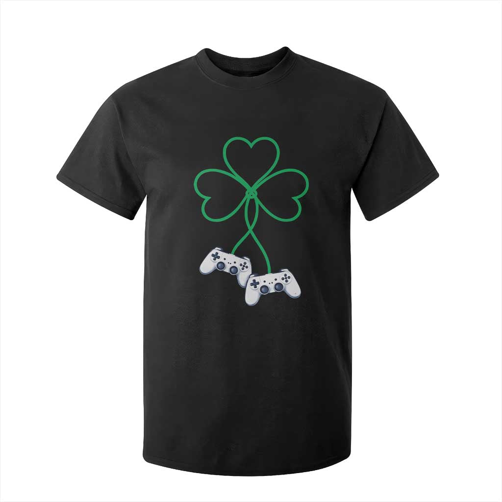 Video Game Lover St Patricks Day with Shamrock Controllers T Shirt For Kid TS11 Black Print Your Wear