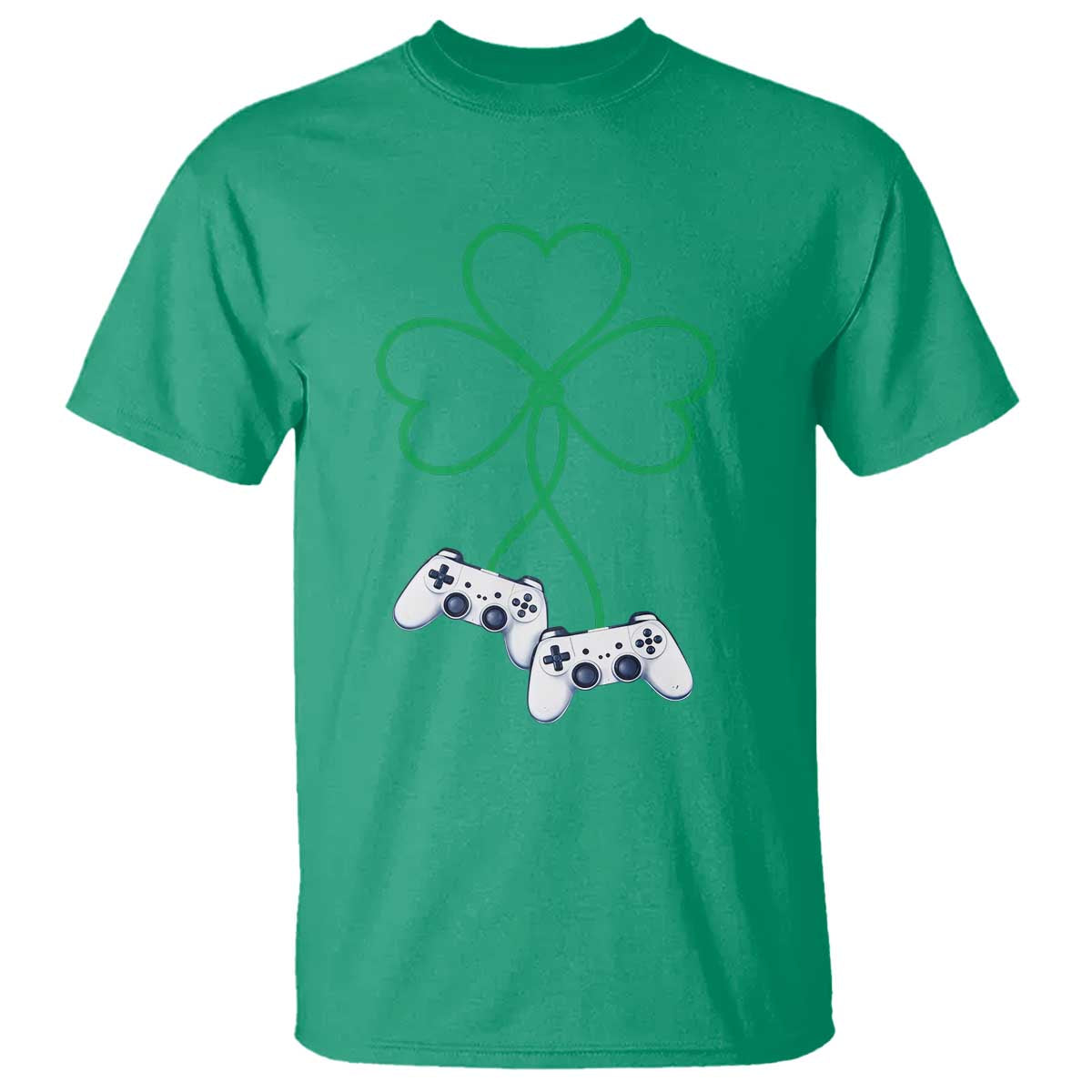 Video Game Lover St Patricks Day with Shamrock Controllers T Shirt TS11 Irish Green Print Your Wear