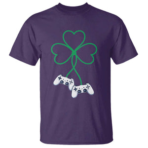 Video Game Lover St Patricks Day with Shamrock Controllers T Shirt TS11 Purple Print Your Wear